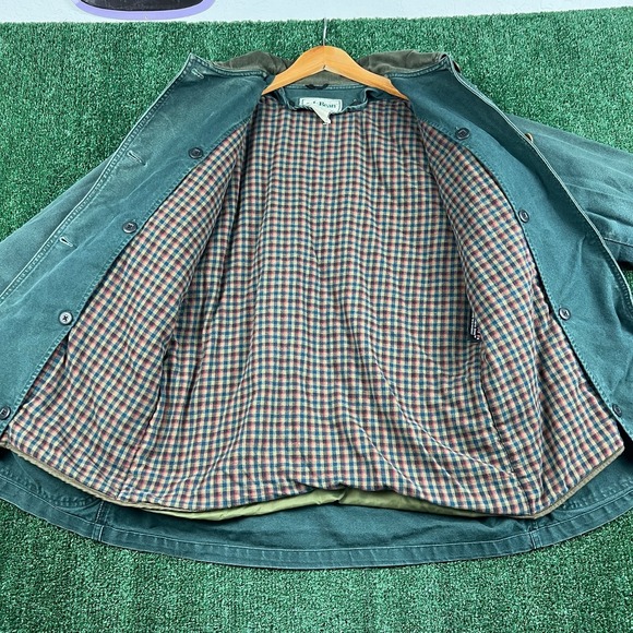 VTG L.L. Bean Jacket Women's Large Green Primaloft Lined Canvas Barn Field Coat - Picture 4 of 10